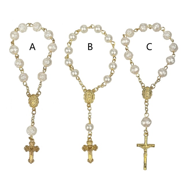 Mini Rosary Baptism Favor Acrylic Finger Rosaries Weddings Party